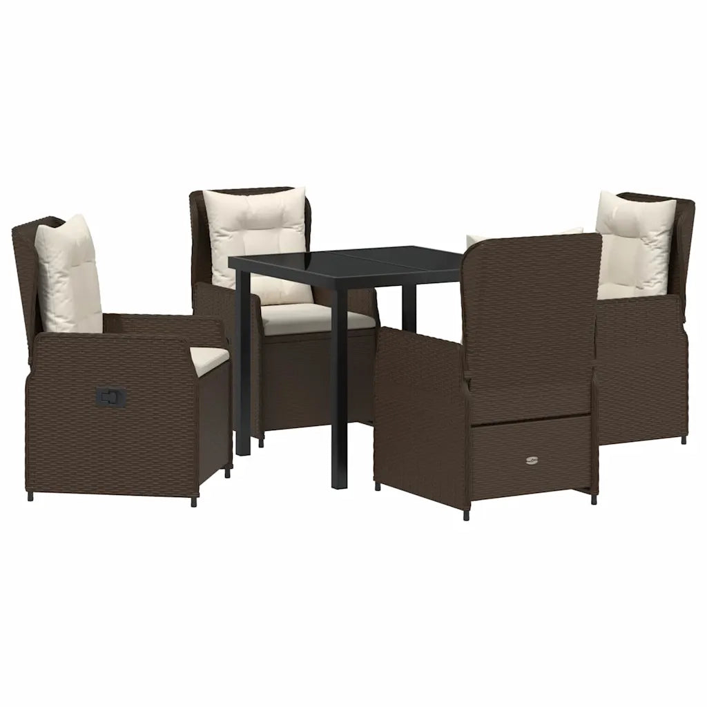 Set da Pranzo per Giardino 5 pcs Marrone polyrattan