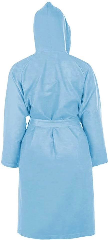 Accappatoio Microfibra Taglia M Moderno Morbido Uomo Donna Cintura Tasche Cappuccio Azzurro