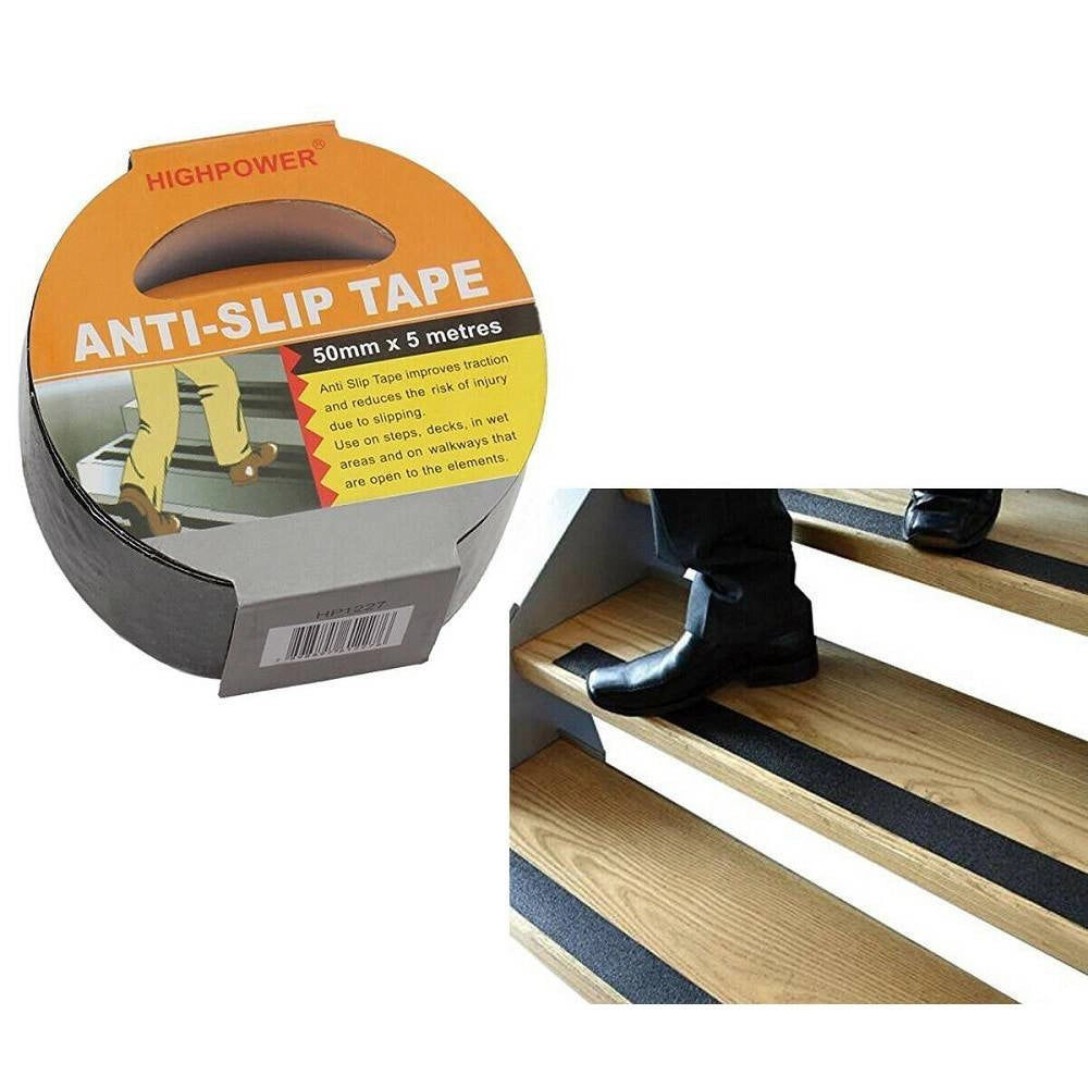 Trade Shop - Nastro Adesivo Antiscivolo Per Scale Legno Pavimento Interno Esterni 5mt 50mm -