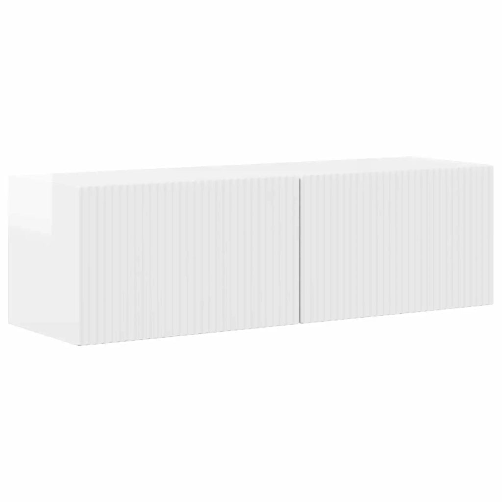 Set mobile TV 4 pcs Bianco Lucido Legno multistrato 3409118
