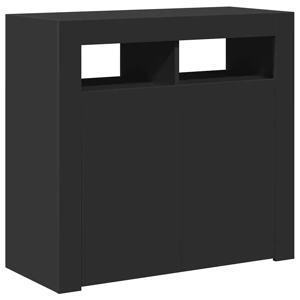 Credenza con Luci LED Nera 80x35x75 cm