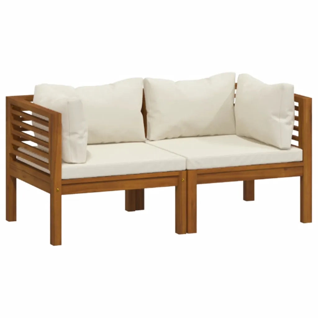 Divano da Giardino a 2 Posti con Cuscino Crema Massello Acacia 3086931
