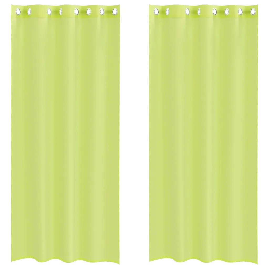 Tende in Voile con Occhielli 2 pz Verde Mela 140x245 cm 4102056