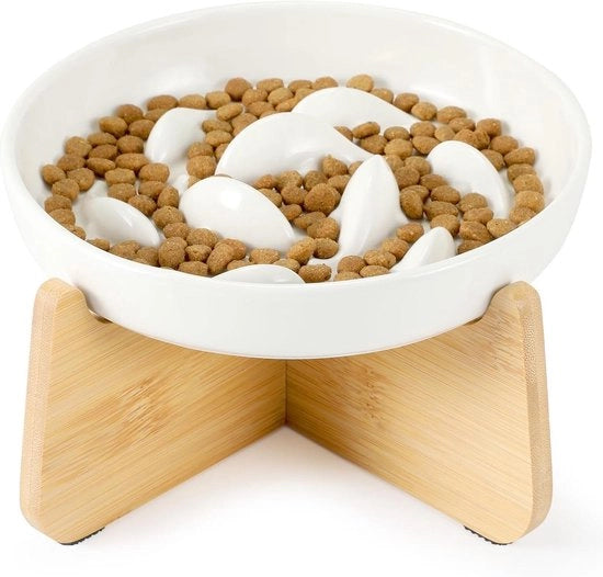 Lavatrice per Gatti a Rilascio Lento con Cassetta in Ceramica e Supporto in Bamboo