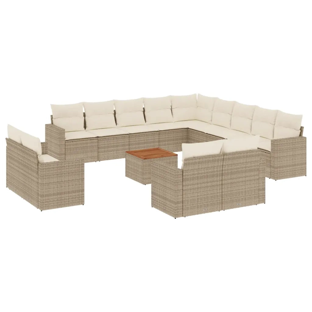 Set Divani da Giardino 14pz con Cuscini in Polyrattan Beige 3256730