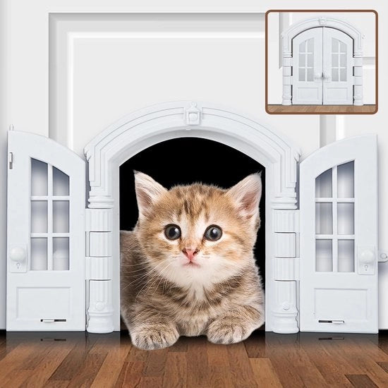 Porta per animali con doppia porta a battente - Adatta per cani/gatti - Portale sicuro - Entrata/uscita facile - Disegno flessibile - Chiusura porta a battente libera - Porta per animali