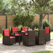 Set da Pranzo per Giardino 7 pcs Marrone Poly Rattan