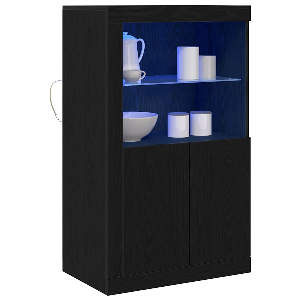 Madia LED Rovere Nero 60,5 x 37 x 100 cm Legno multistrato 863017
