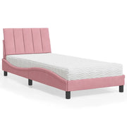 Letto con Materasso Hanko Rosa 80x200 cm in Velluto