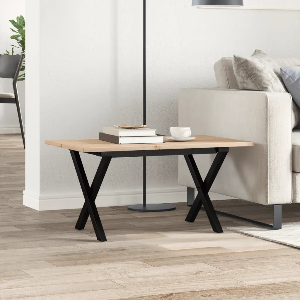 Tavolino da salotto | Tavolino da caff¨¨ | Tavolino da Soggiorno Telaio a X 80x50x40 cm Legno Pino e Acciaio