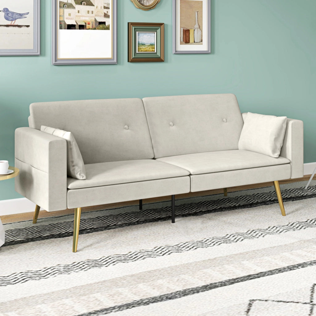 Divano letto 2 posti imbottito ¨C zephmum ¨C beige