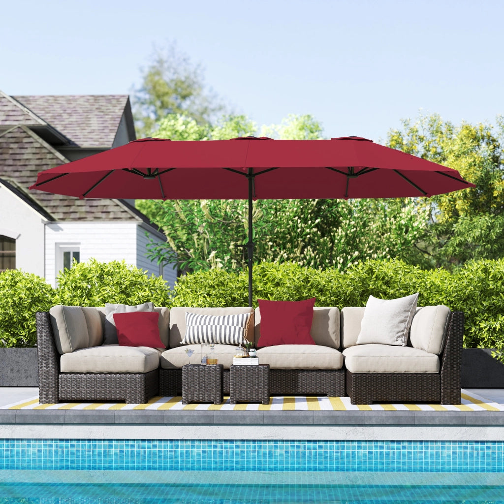 Ombrellone Doppio ¨C Minimal ¨C Nero e Rosso, Metallo e Poliestere, 4x2.2x2.34 m