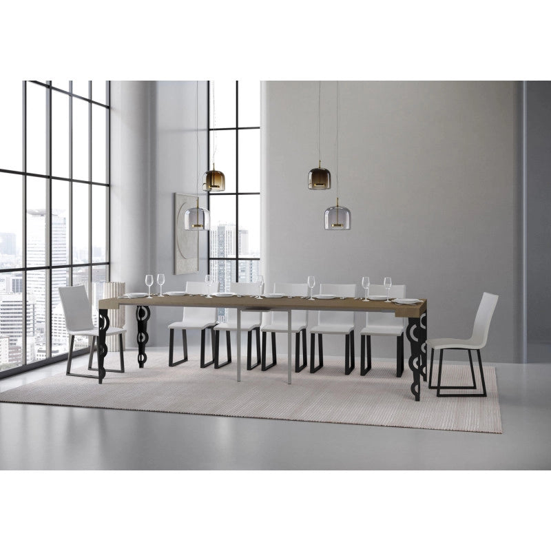 Consolle allungabile 90x40/300 cm Karamay telaio Antracite - Tortora