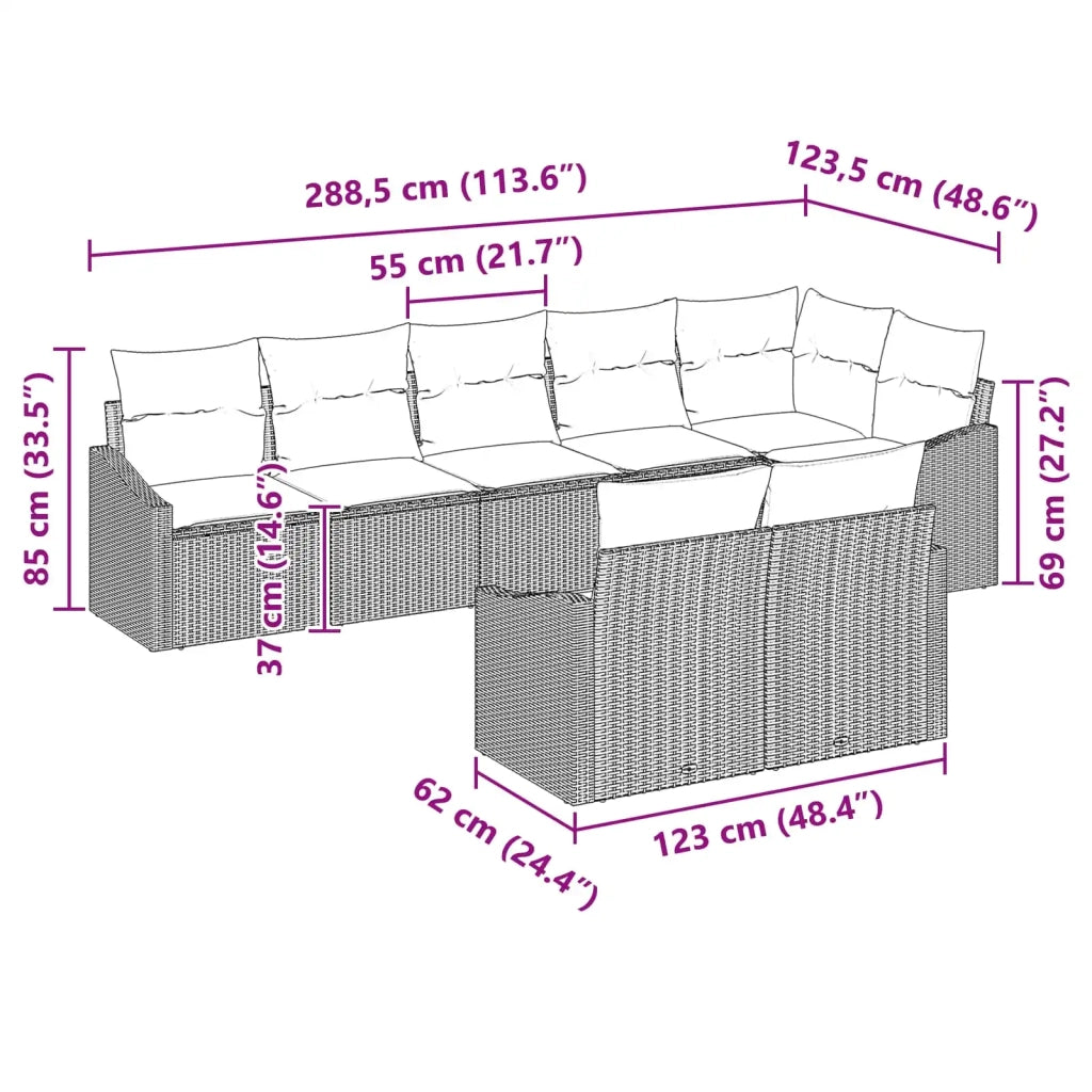 Set di divani 8 pz Marrone polyrattan 3346774