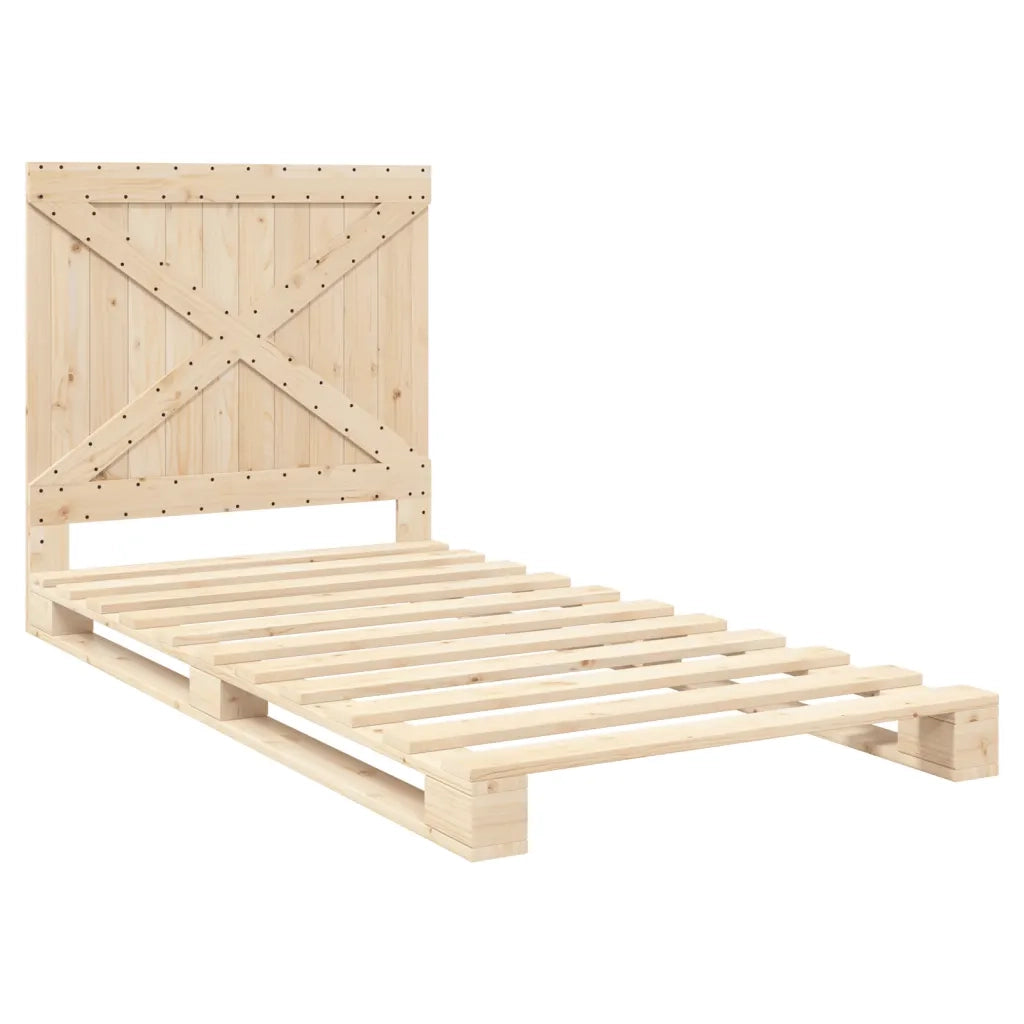 Letto singolo | Letto per adulti | Giroletto con Testiera 100x200 cm Legno Massello di Pino