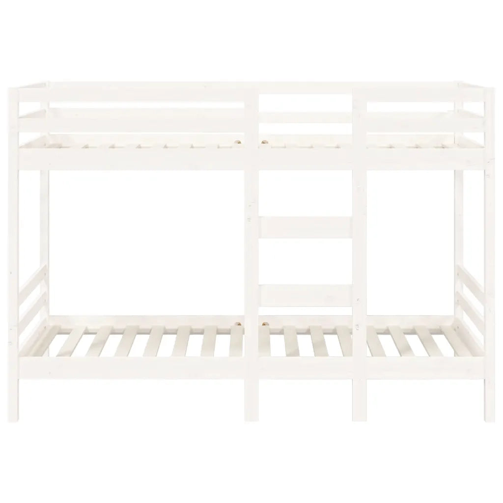 Letto a Castello Bianco 90x200 cm in Legno Massello di Pino