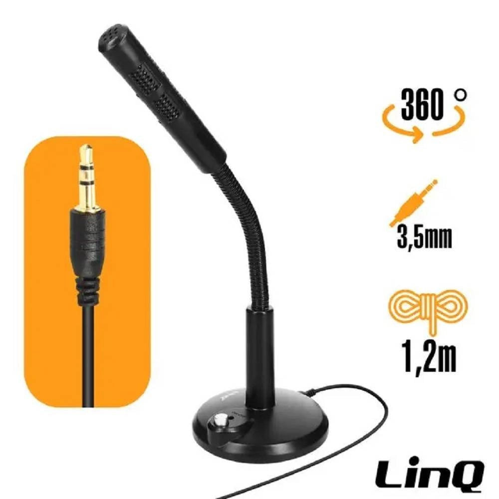 Trade Shop - Microfono Da Tavolo Regolabile Jack 3,5mm Per Pc Notebook M580 Omnidirezionale -
