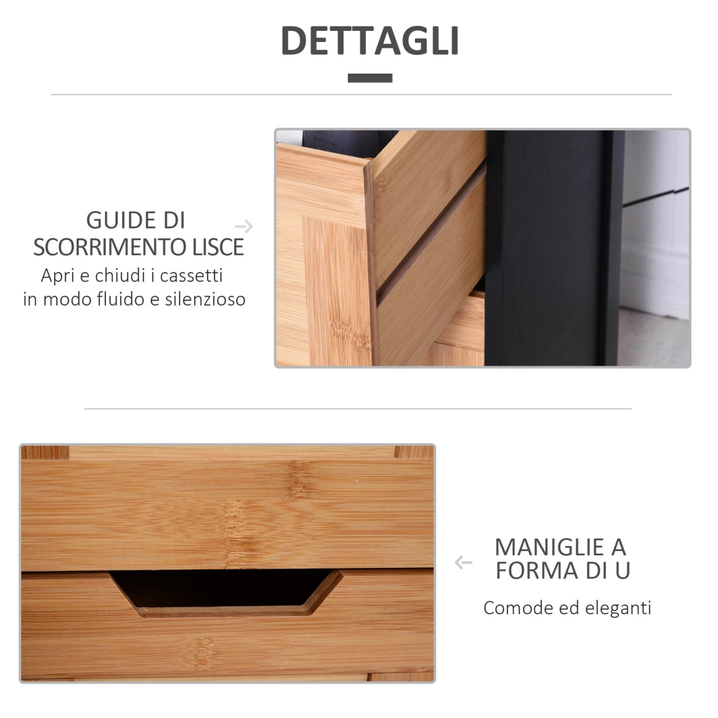 Mobile a Colonna per Bagno 30x30x144,3 cm in Legno MDF e Bambù