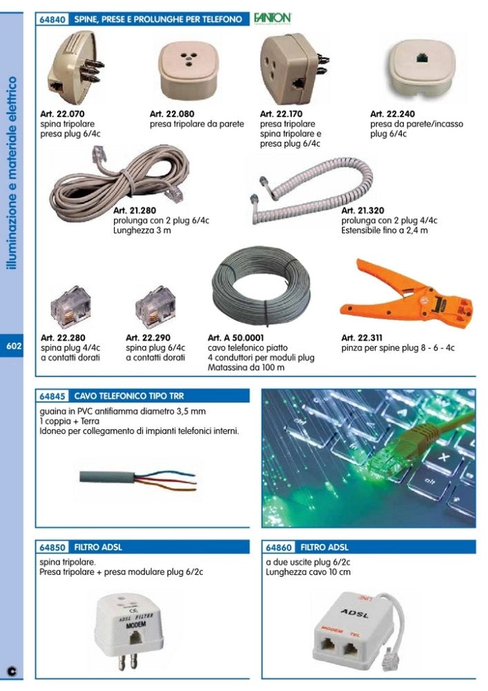 10pz fme art. 22.070 spina per telefono,tripolare ,presa plug 6/4c cod:ferx.5757