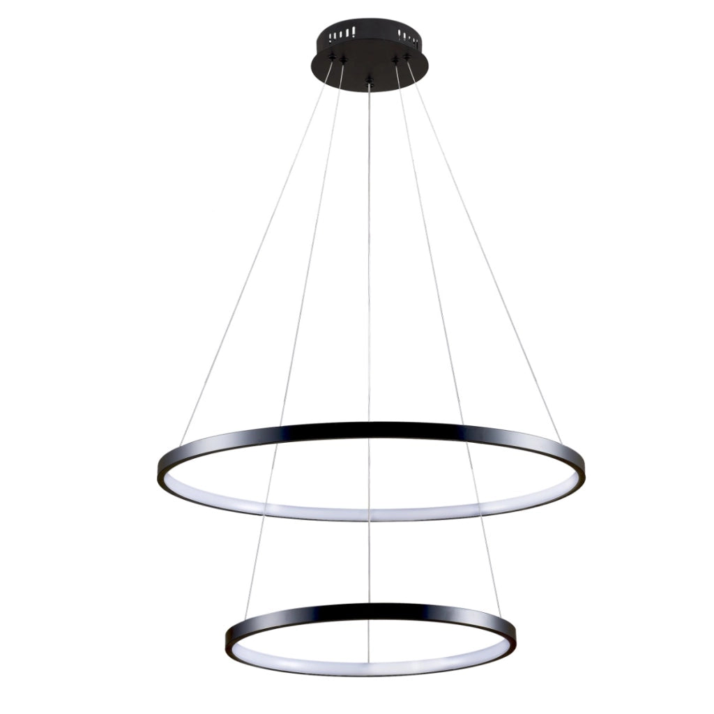 Lampada sospensione LED nera 2 anelli 35W 4000K Polux