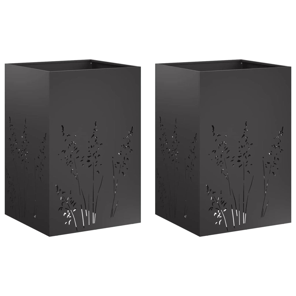 Vaso da giardino 2 pz Nero 50 x 50 x 75 cm 8005765