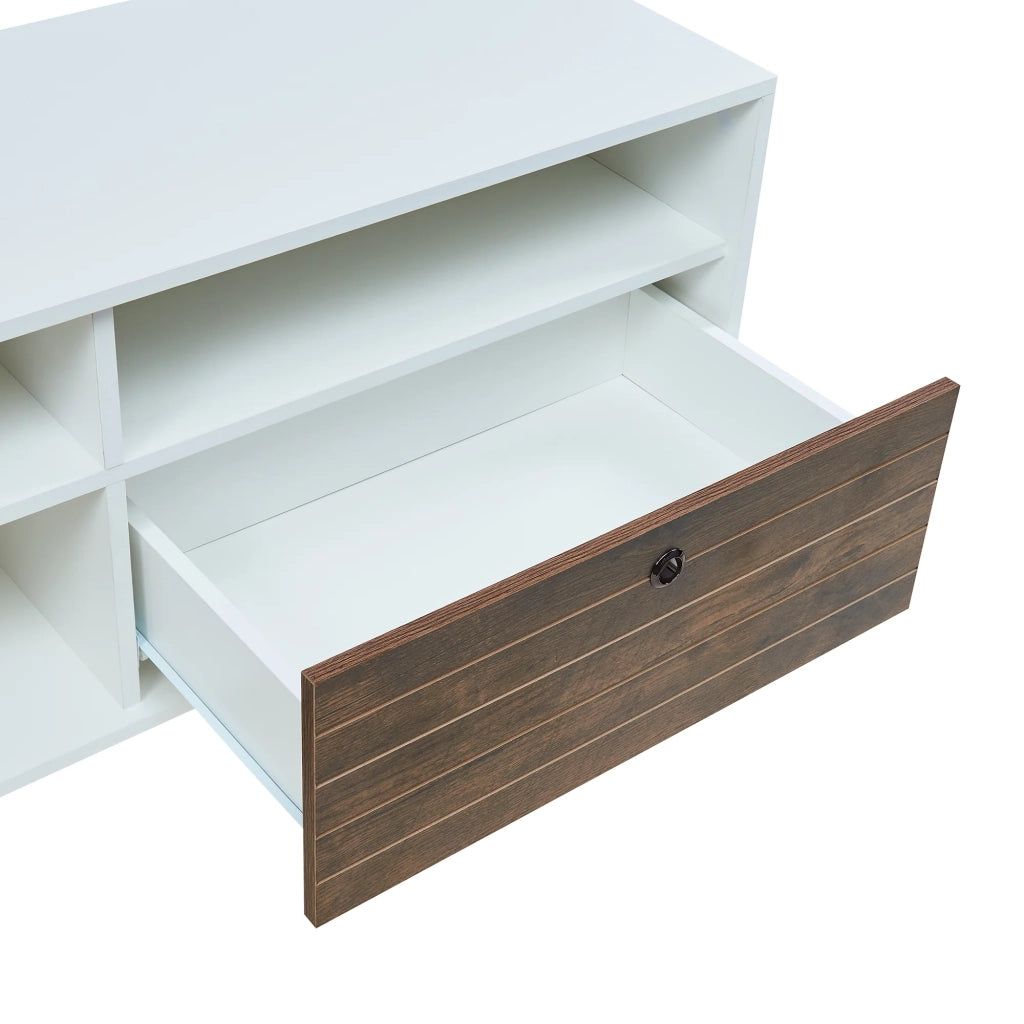 Mobile porta TV mensola porta TV per soggiorno 165 x 40 x 66 cm bianco effetto noce 03_0010106