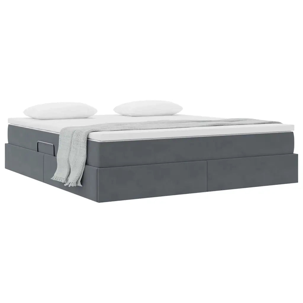 Letto con contenitore e materasso Grigio scuro 160 x 200 cm