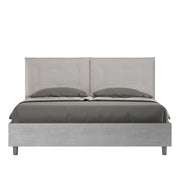 BS COM Letto matrimoniale contenitore 160x190 cemento cuscini similpelle tortora