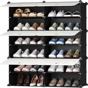Cassettiere per scarpe, cassettiera per scarpe in plastica, sistema di appoggio rettangolare, cassettiera per scarpe da assemblare, mobile per riporre, armadio per scarpe, per soggiorno, per salotto, struttura in metallo, 2 * 6