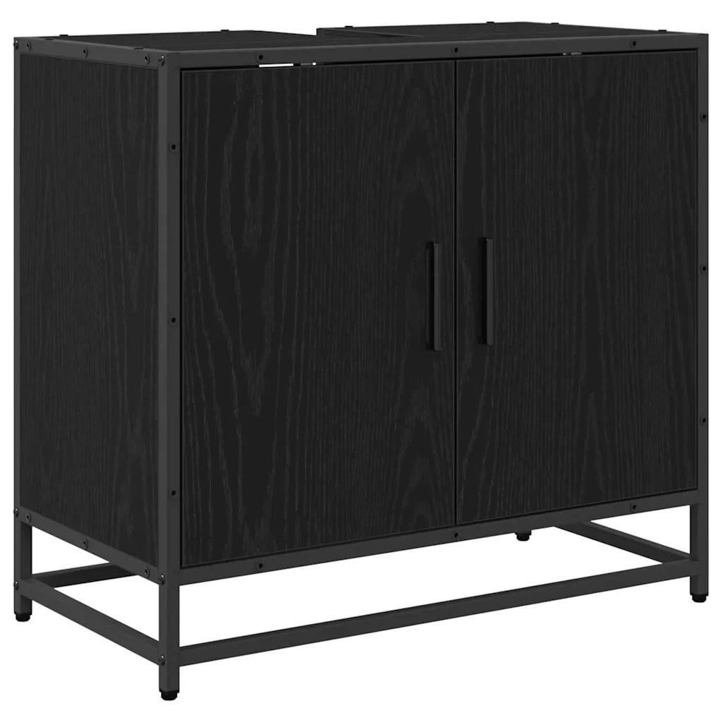 Mobile Lavabo | Armadio per Lavabo da Bagno Rovere Nero 65 x 33 x 60 cm