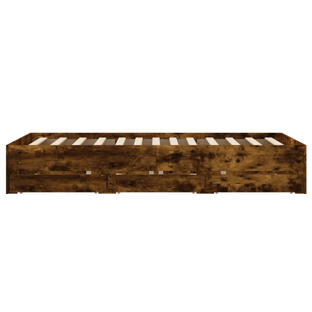 Giroletto con Cassetti-Struttura Letto con contenitore Rovere Fumo 120x190 cm Legno Multistrato 188739