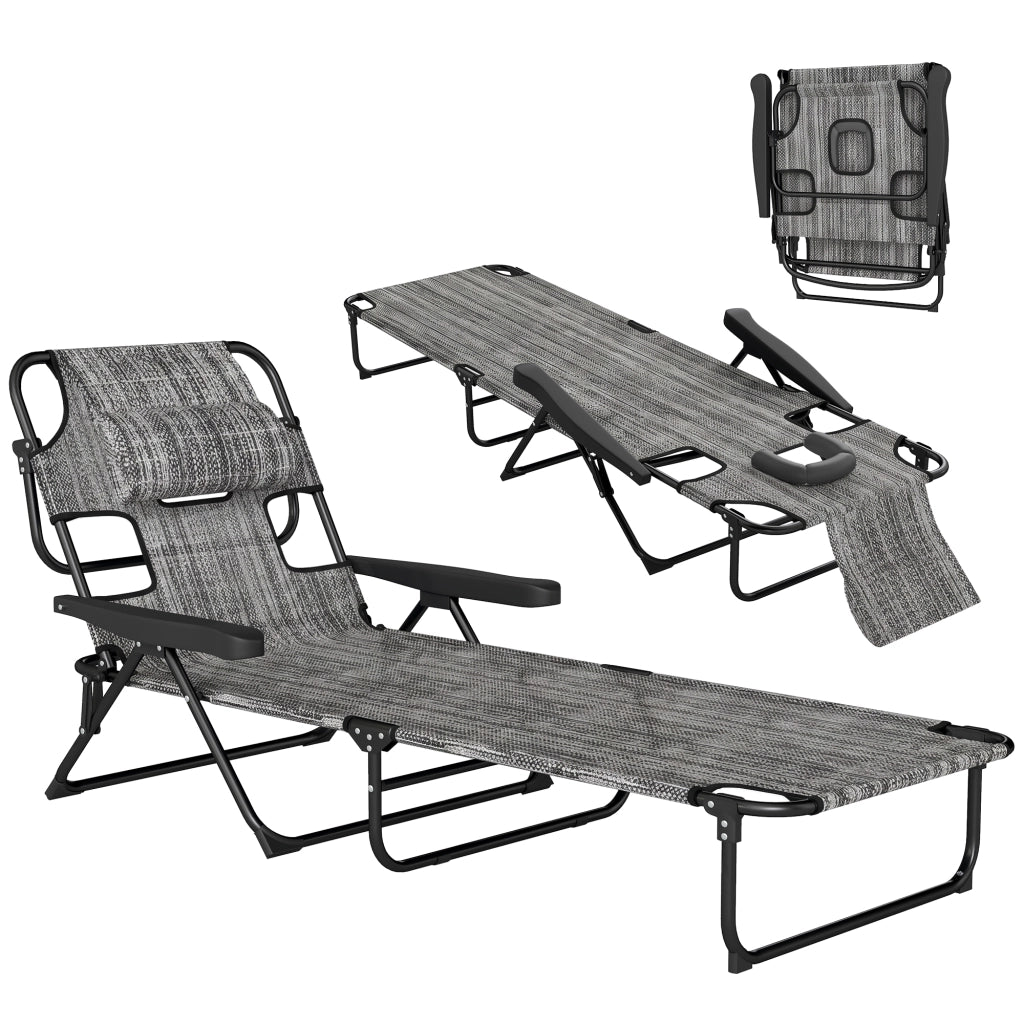 Poltrona da Giardino Pieghevole ¨C Minimal ¨C Grigio 145x72x89 cm