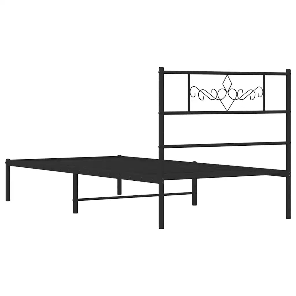 Giroletto con Testiera Metallo Nero 100x200 cm 355262