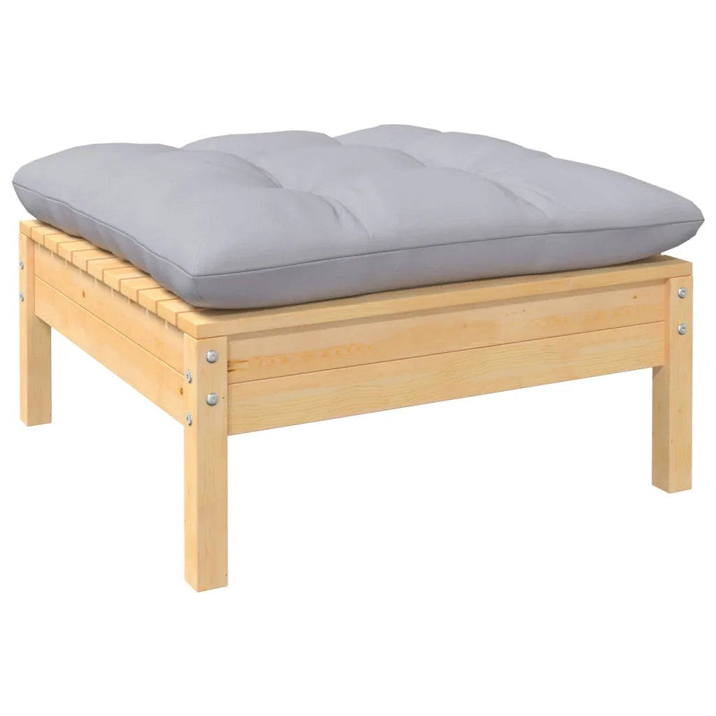 Set Divani da Giardino 10 pz con Cuscini Grigi Massello di Pino 3097204