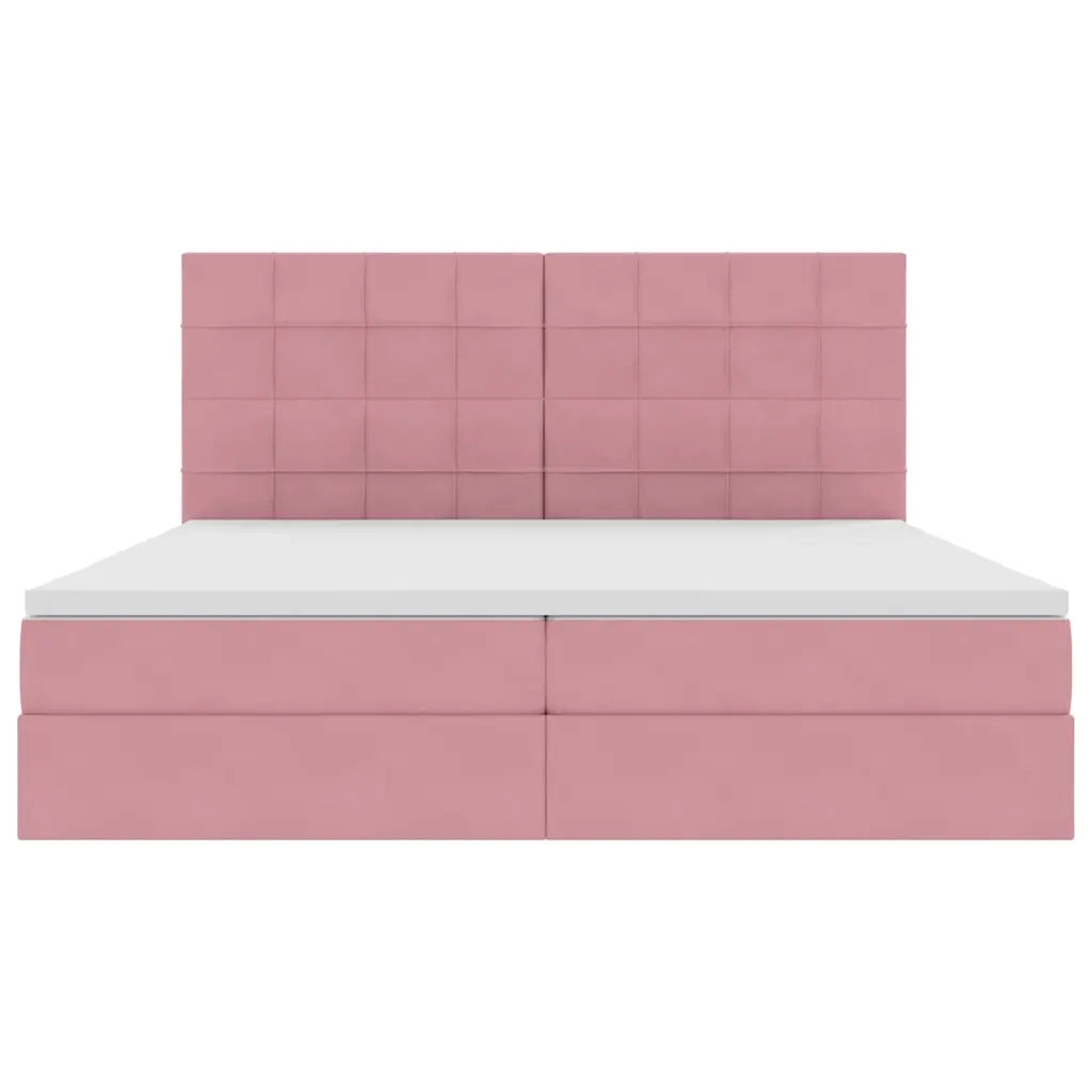 Letto con contenitore e materasso Rosa 200 x 200 cm Velluto 3372056