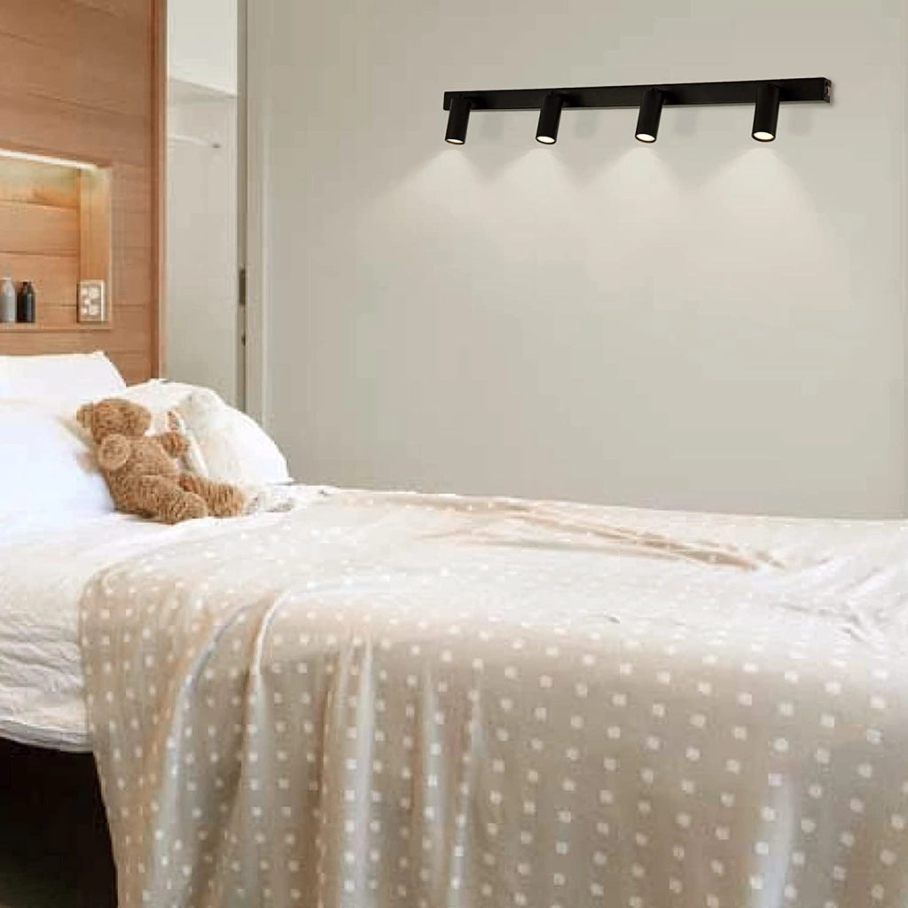 Plafoniera rettangolare applique LED 4 faretti lampade GU10 luci orientabile soffitto parete specchio 230V colore nero