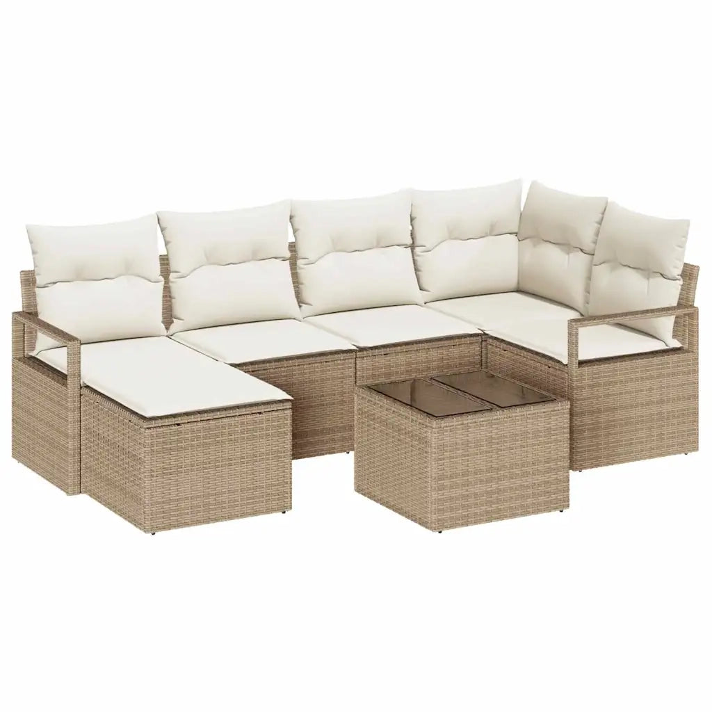 Set di divani 7 pcs Beige polyrattan