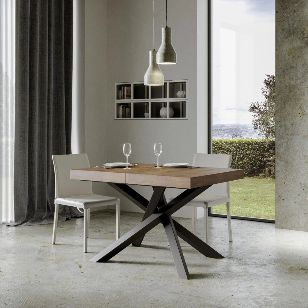 Tavolo allungabile 90x120/224 cm Volta Premium Noce telaio Antracite