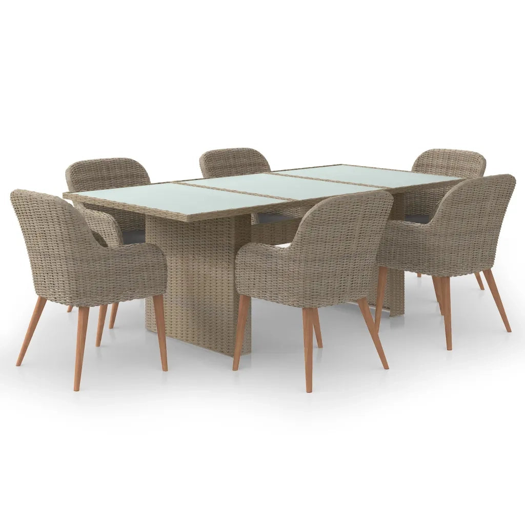 Set da Pranzo da Giardino 7 pz in Polyrattan Marrone