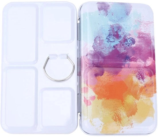 Palette di vernice portatile - ripiegabile - cassa degli artisti - contenitori di miscelazione - acciaio - 12 x 7 x 2 cm - cassa di vernice