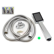Trade Shop - Soffione Doccia Universale Acciaio Quadrato + Tubo Flexi 2 Mt Effetto Pioggia -
