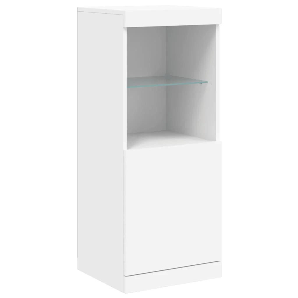 Buffet credenza cassettiera mobiletto mobile contenitore organizer per cucina soggiorno salotto con luci LED 3 pezzi legno ingegnerizzato bianco 02_0037198
