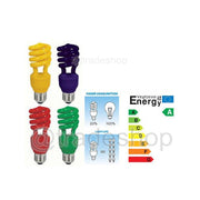 Trade Shop - Lampadina Risparmio Energetico Colorata 13w Blu Rossa Gialla Verde E14 E27 - -rosso      E27-