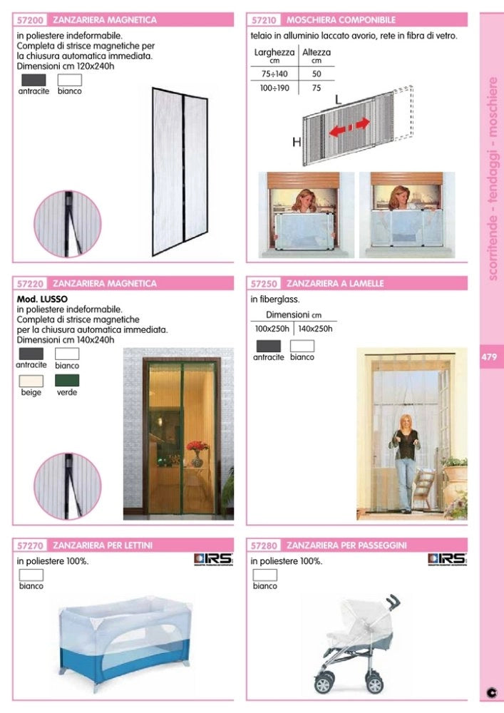 10coppie zanzariera alluminio telaio dasko 100x70 avorio cod:ferx.26349