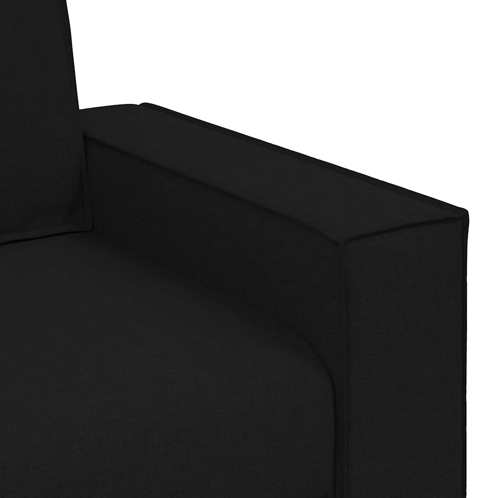 Divano 3 pcs Nero 220 x 80 x 84 cm Tessuto misto lino 3324611
