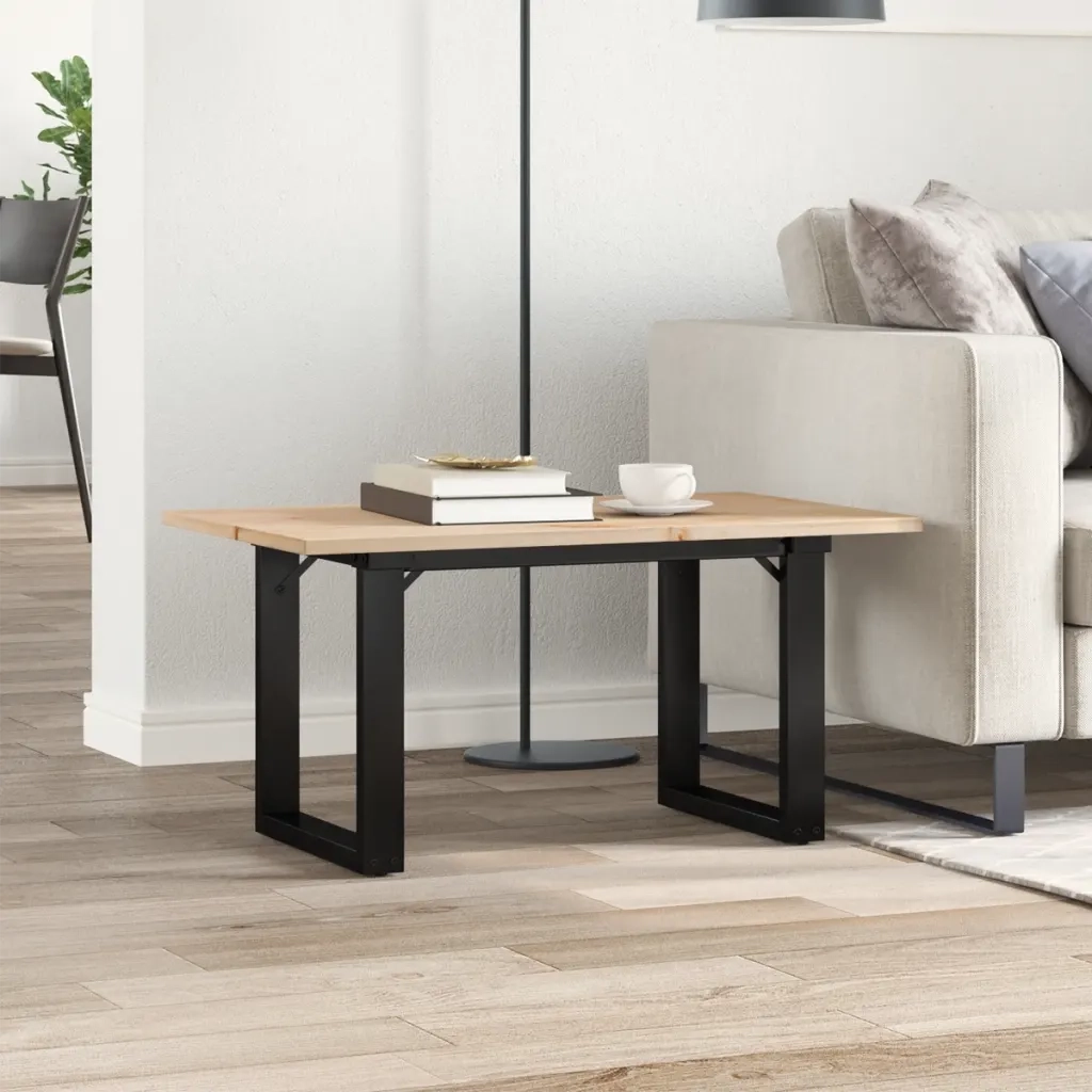 Tavolino da salotto | Tavolino da caff¨¨ | Tavolino da Soggiorno Telaio a O 80x50x40cm Legno Pino e Acciaio