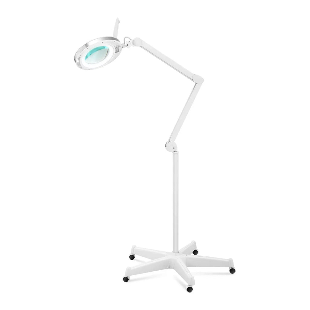 Lampada d'ingrandimento da 10 watt con base bianca con rotelle 14_0002208