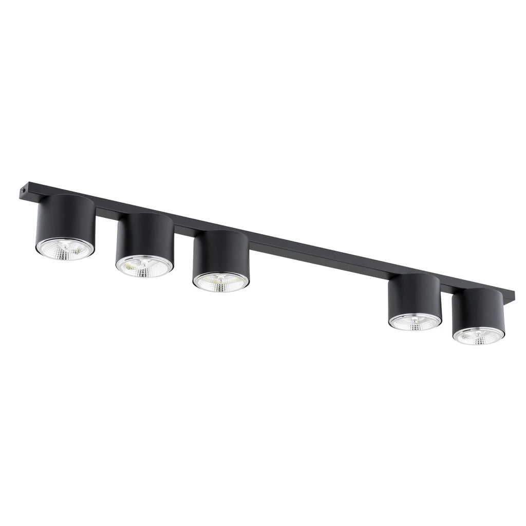 Plafoniera Moderna 5 Luci Faretti Ptah In Acciaio Nero