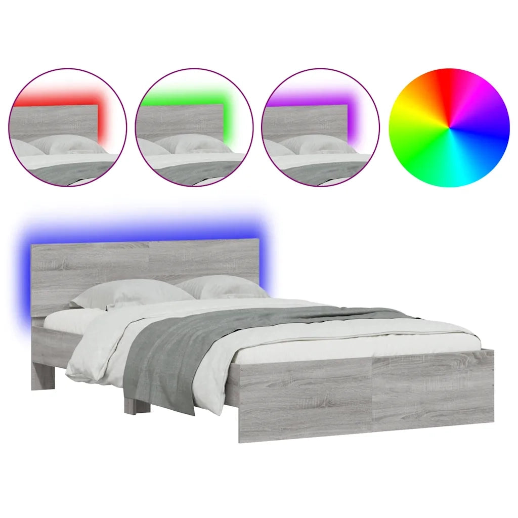 Giroletto con Testiera e LED Grigio Sonoma 140x200 cm 3207614