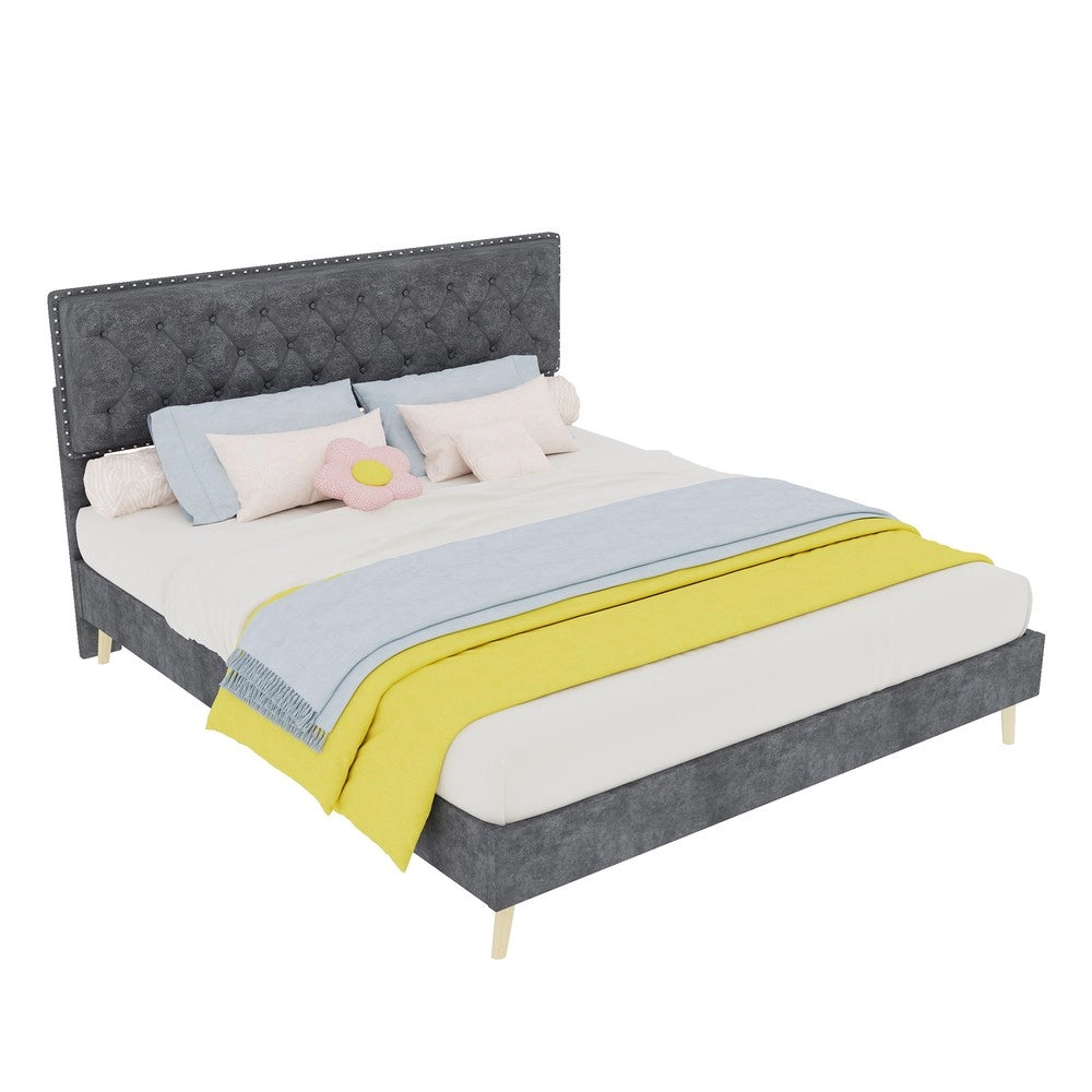 Letto Contenitore Imbottito ¨C MINIMAL ¨C Grigio 160x200 con Materasso